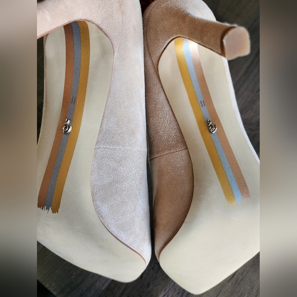 Sam Edelman Nude Taupe Tan Cream Suede Hazel Pointed Toe Heels Pumps - Picture 4 of 4